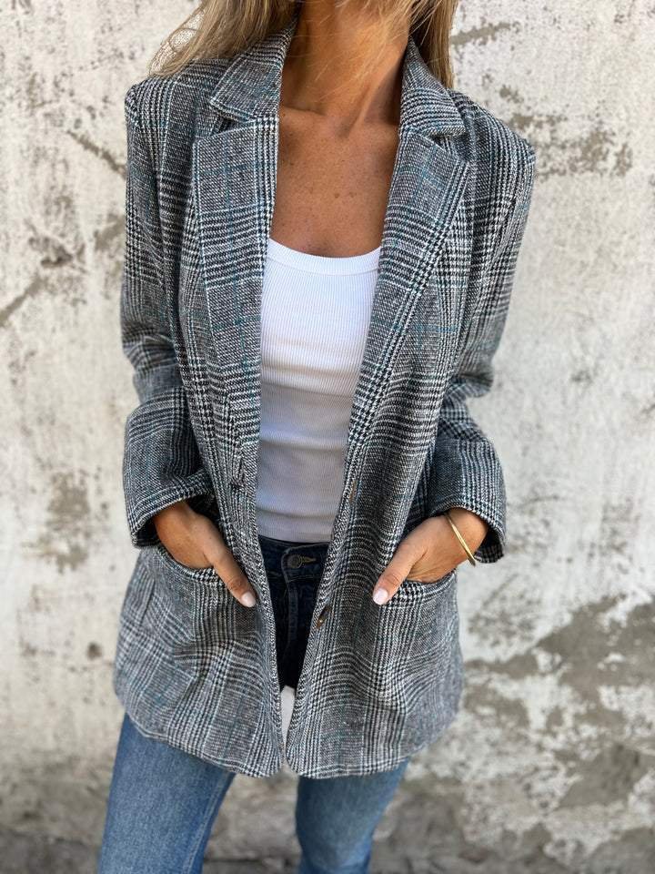 Danaya™ | Stijlvolle Dames Winter Geruite Blazer